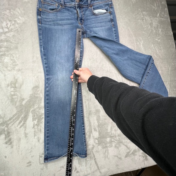 American Eagle Kick Boot Jeans Womens 12 Short Blue Medium Wash Stretch Bootcut - Picture 8 of 16